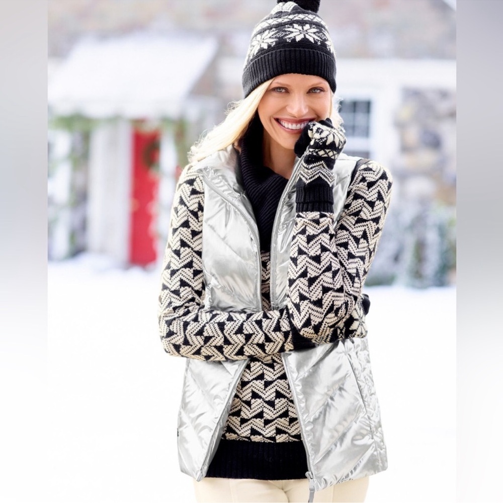 Talbots silver Quilted puffer Vest large - Picture 2 of 9